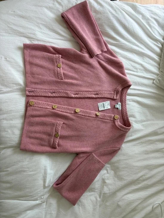 NWT J. Crew Pink Cotton Cardigan Sweater - Picture 4 of 4